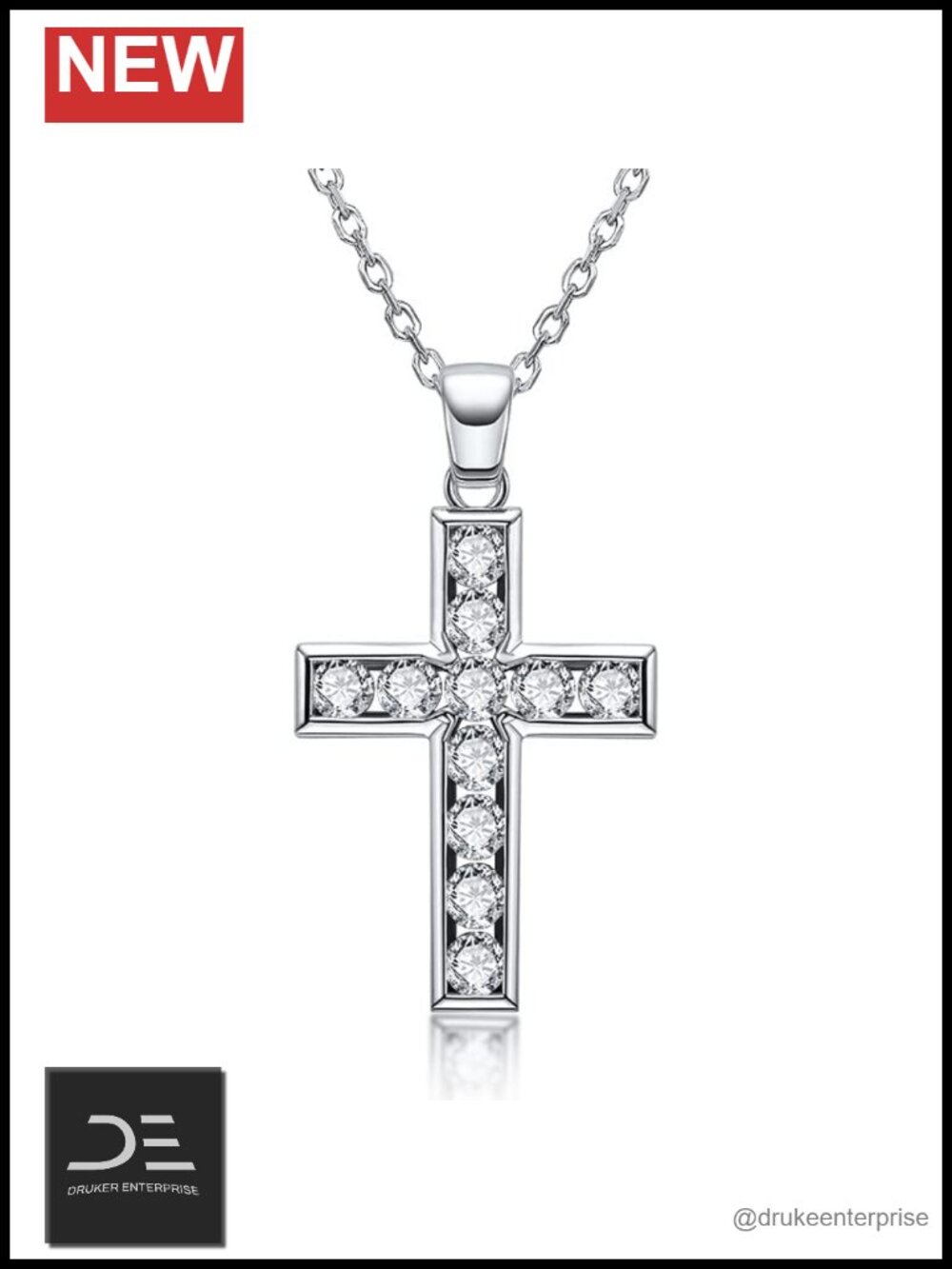 2.26cttw Moissanite Cross Necklace 925 Sterling Silver D Color VVS1 Pendant